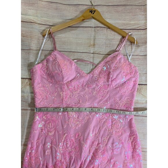 NWT Lulu's Women's Pink Glittering Excellence Sequin Lace Up Maxi - XL - Picture 12 of 16